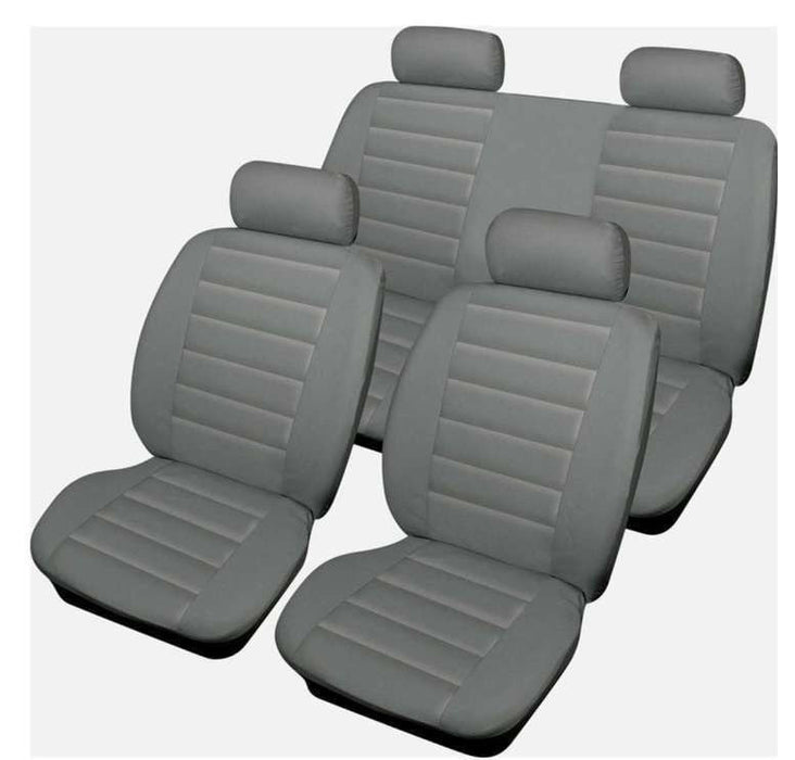 thumbnail image 2 of Leather Look Car Seat Cover Full Set – Grey, Airbag Compatible, Universal Fit For Citroen C2 C3 C4 C5 – TAP461 2 of 5