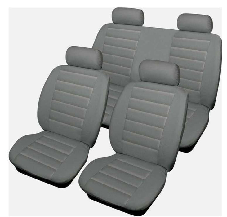 XtremeAuto® Bloomsbury Grey Leather Look 8 Piece Car Seat Covers