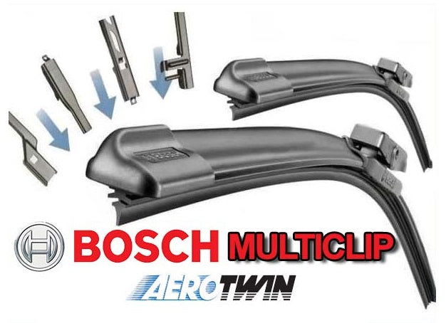 Peugeot 307Cc Coupe/Cabrio 2005-2009 Bosch Multi Clip Twin Pack Front Window Windscreen Replacement Wiper Blades Pair