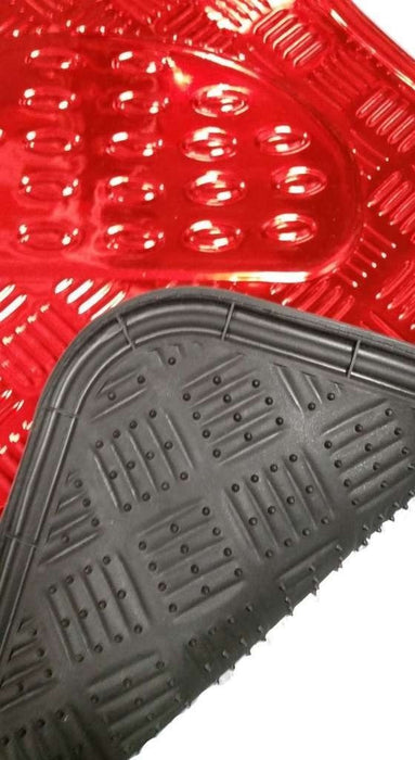 XtremeAuto® Universal Fit 4 Piece Heavy Duty Red Chrome Look Checker Plate Car Mats